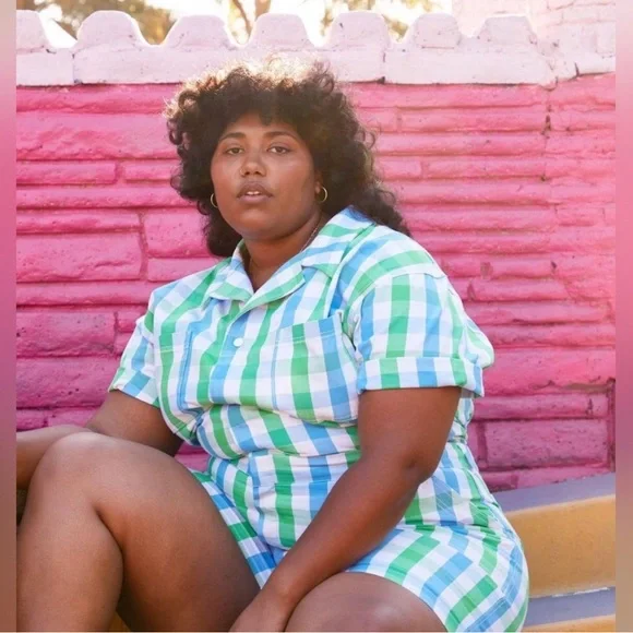 NWOT Big Bud Press Blue Gingham Romper - Picture 2 of 8